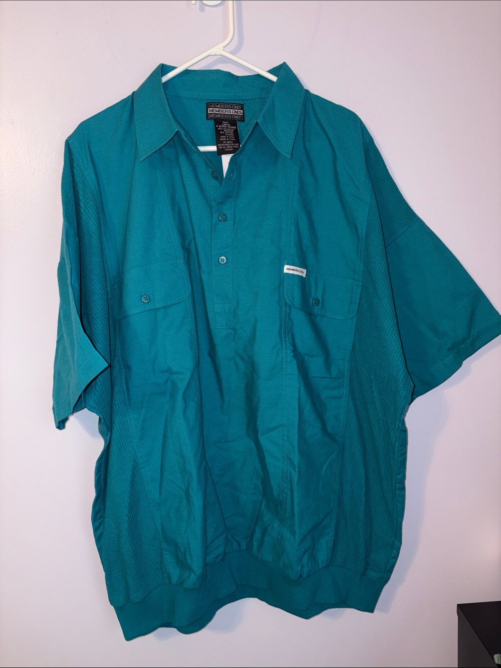 Members Only Vintage 1980s Teal Paneled Collared  Guido Shirt size 3XT